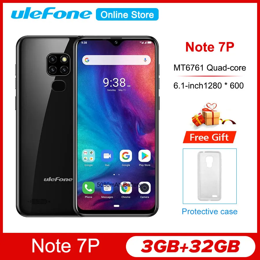 Чехол накладка Ulefone Note 7P 6 1 дюймов смартфон Android 9 0 4 ядра 3500 мАч в виде капли воды
