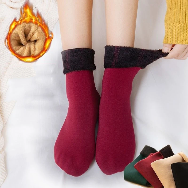 

Women/Men Winter Warm Thicken Thermal Socks Wool Cashmere Snow Black Skin Seamless Sock Velvet Soft Boots Floor Sleeping Socks