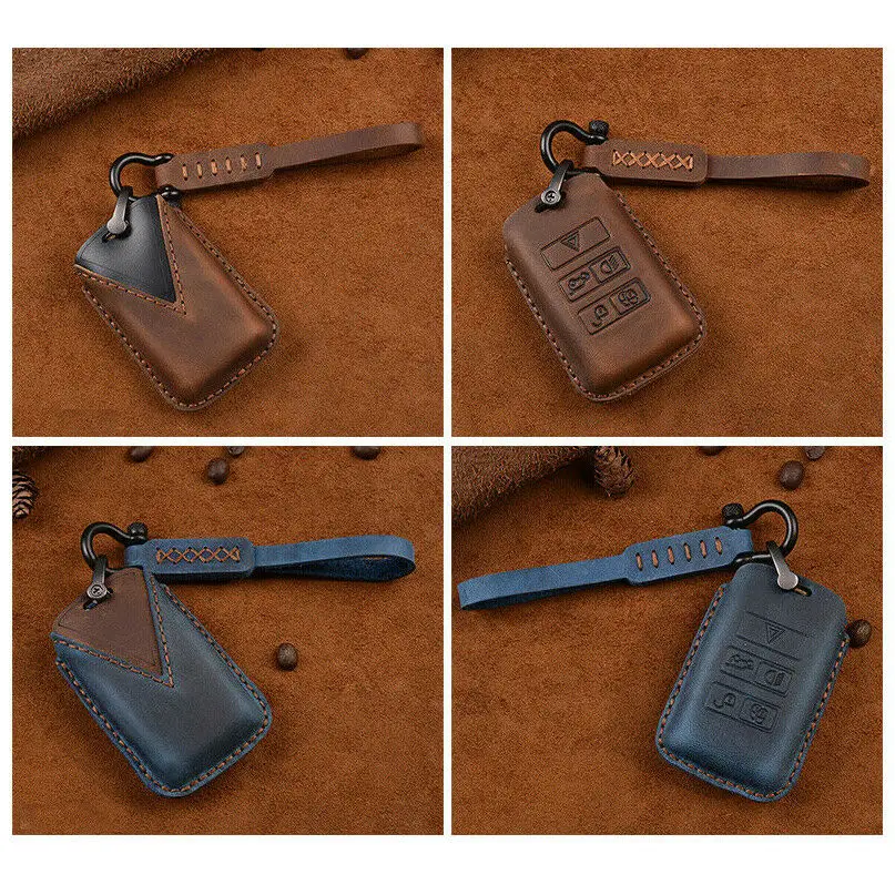 

Handmade Genuine Leather Car Key Fob Case Cover Key Holder With Keychain For Land Range Rover Sport Evoque Jaguar 2018-2020