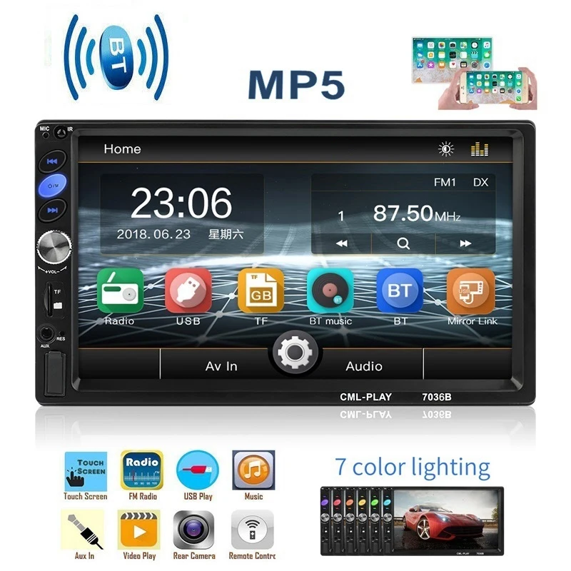 2Din Автомобиль Радио 7 дюймов Пресс Android плеер с Bluetooth Сабвуфер MP5 ленты