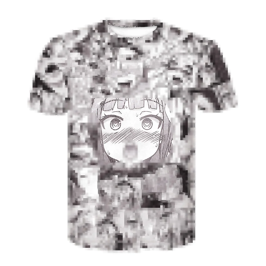Ahegao летняя футболка 2020 Аниме Топ с коротким рукавом модная хип хоп забавная - Фото №1