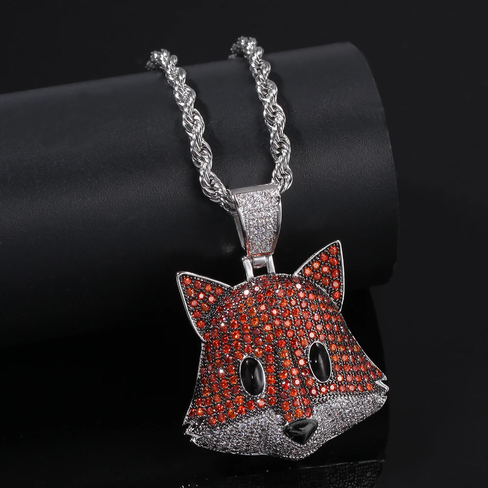 UWIN лиса Полный CZ кулон милый Bling медный материал ожерелье цепь Модные ювелирные изделия Хип-хоп