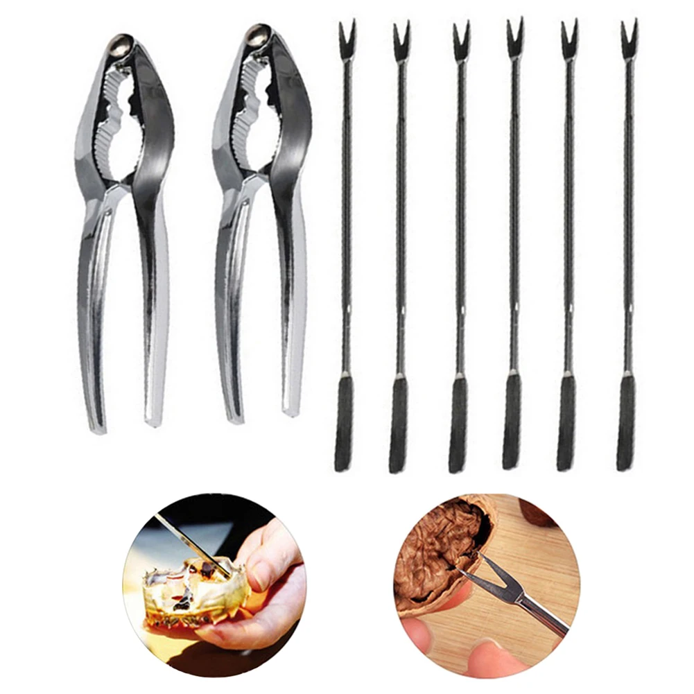 

8pcs/set Lobster Nut Kitchen Crab Restaurants Stainless Steal Multipurpose Easy Use Seafood Tool Cracker Fork Home Durable