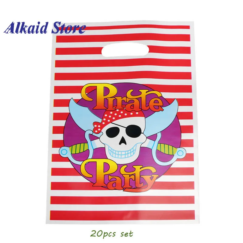 20pcs gift bags Мультяшные синие пиратские бумажные тарелки и стаканы, одноразовые столовые приборы, принадлежности для дня рождения, украшения для свадьбы, для детского праздника - Цвет: 20pcs gift bags