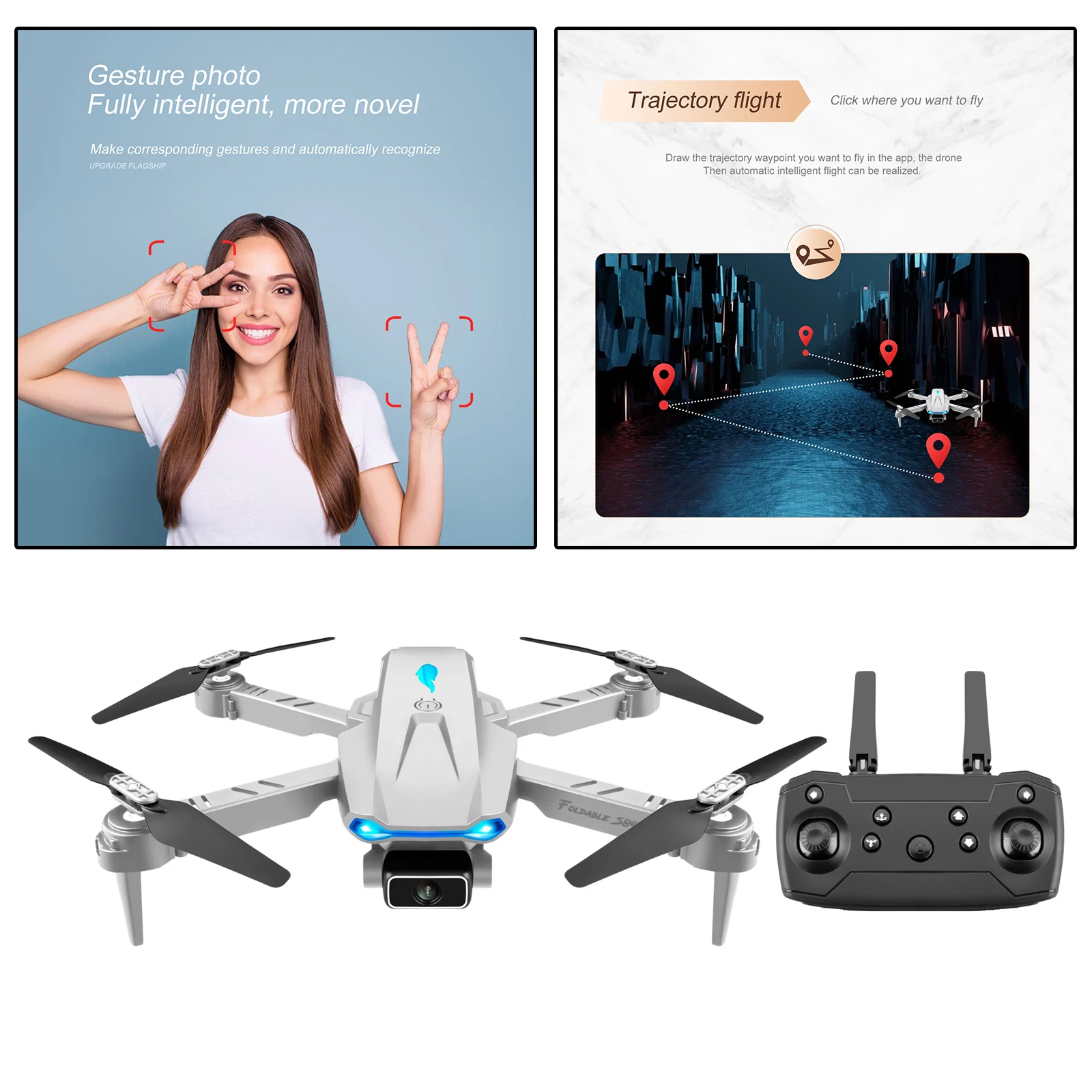 

Mini Foldable Drone Quadcopter with 4K HD Camera 6-Axis Self stabilizing WiFi FPV Auto Return Home Altitude Hold Quadcopter