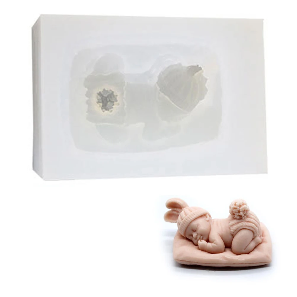 

3D Sleeping Baby Silicone Chocolate Candy Fondant Mold Handmade Soap Candle Molud Baby Shower Cake Topper Decorating Tool