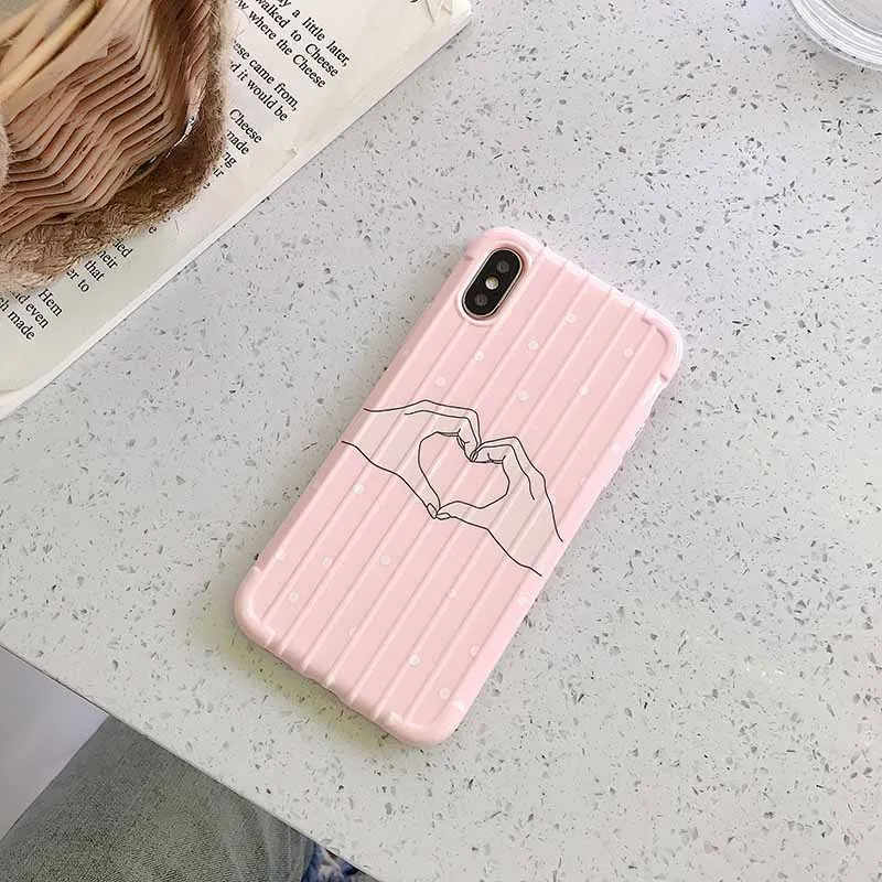 For iphone 6 6s 7 8 plus XR X XS Max Mobile Phone Cases Apple iphone7 Back Cover Cute Pink Love Heart Soft Protective Shell | Мобильные