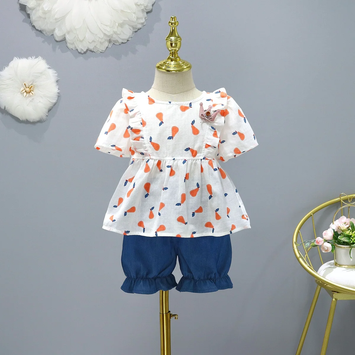 Kids Clothes Baby Girls Set Casual Costume Summer 1-7 Years Daily T-Shirt & Half Pant 2 Pieces Sets For Girl Children's Clothing