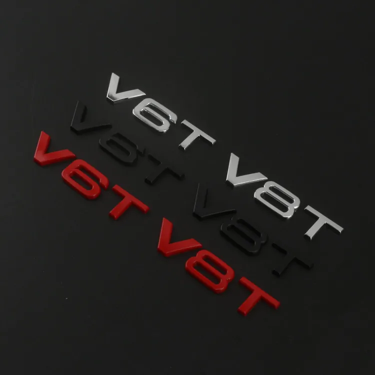 

1 Pcs 3D Metal V6T V8T W12 Fender Side Body Emblem Tail Trunk Fender Badge Sticker For Audi A4 A3 A5 A6 Q3 Q5 Q7Car Styling