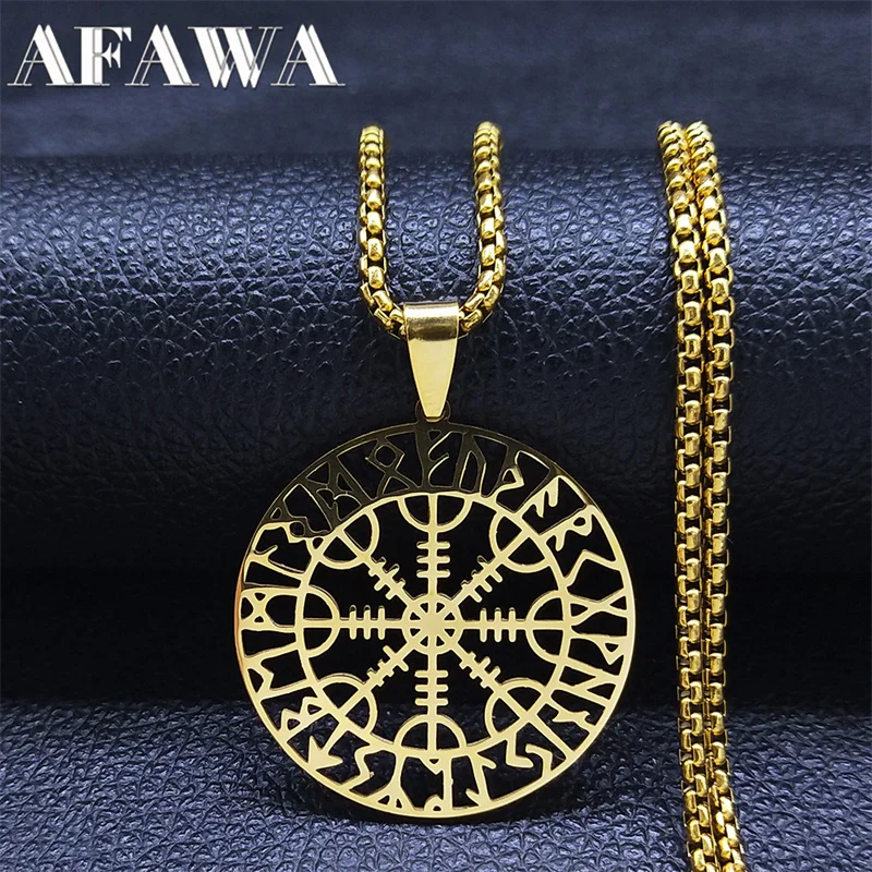 

2022 Viking Amulet Necklaces Women /Men Gold Color Stainless Steel Statement Necklace Jewelry collar acero inoxidable N3073S02