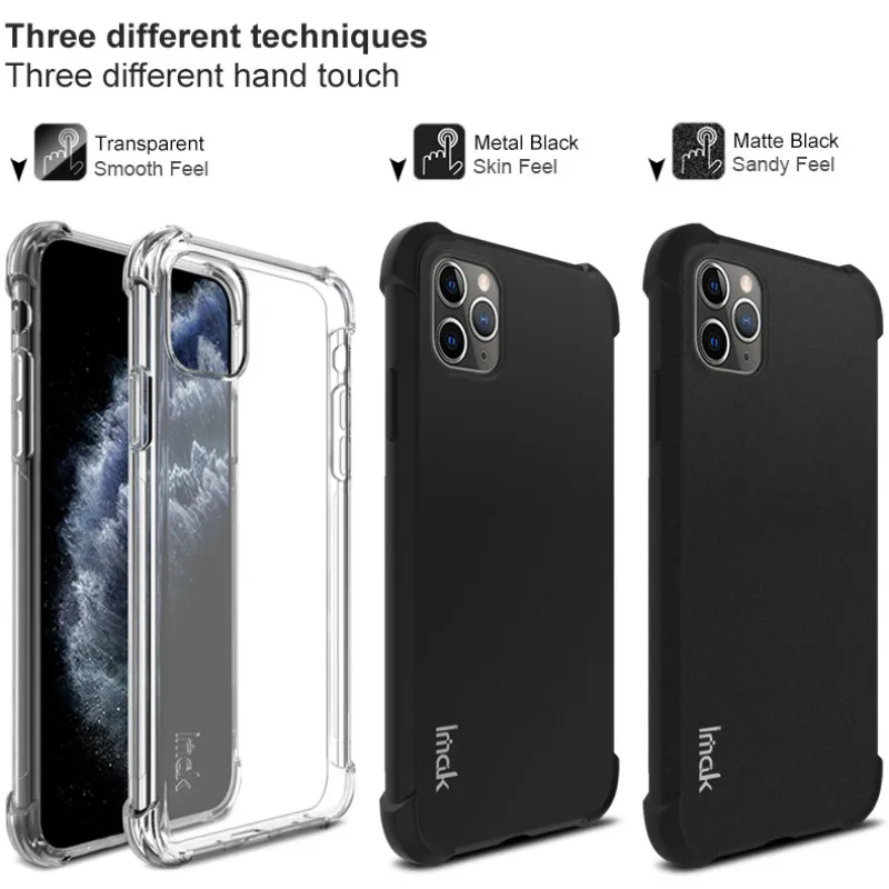 

Матовый Мягкий силиконовый чехол Imak из ТПУ для Apple iPhone 11 11 Pro 11 Pro Max, матовый черный ударопрочный чехол с подушкой безопасности