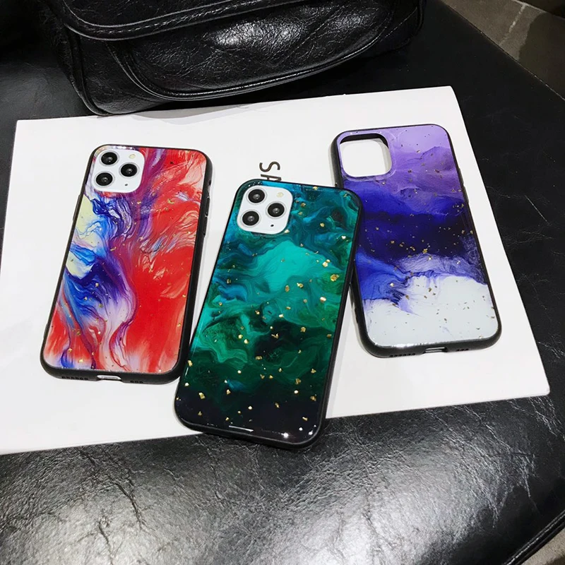 

For iPhone 11 11Pro 11ProMax Glitter Marble Painted Crystal Shell Case iphone X XR XSMAX 6 6S7 8 Plus SE2020 Cover For iPhone 12