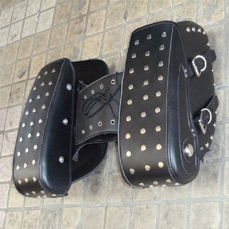 Motorcycle saddlebags Kit Knight Rider motorcycle side Luggage saddle bag PU Leather Black Goods Saddle bags | Автомобили и