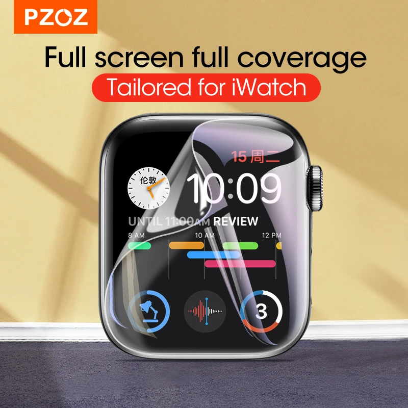 

PZOZ For iWatch 6 5 4SE Full Screen Protectors Glass Hydrogel Film For Apple Watch Tempered Film HD Curve Edge Glass 40mm 42mm