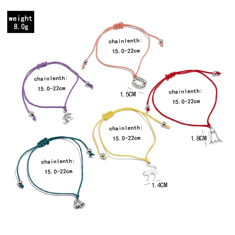 5 шт./компл. креативный женский набор браслетов с тыквой ведьмой клыками кошкой