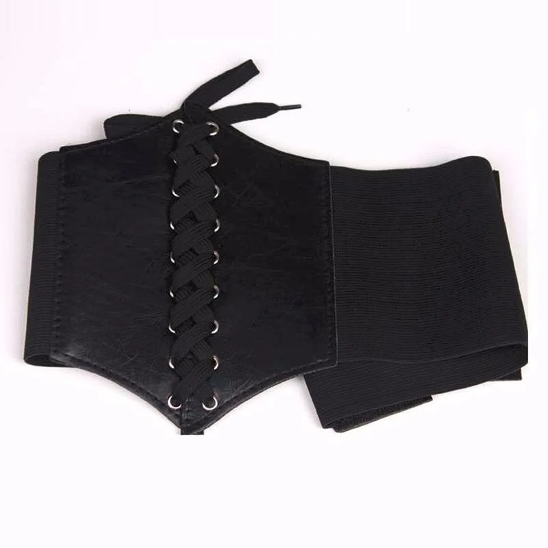

Corset Wide Pu Leather Belt Cummerbunds Strap Belts for Women Elastic Tight High Waist Slimming Body Shaping Girdle Belt