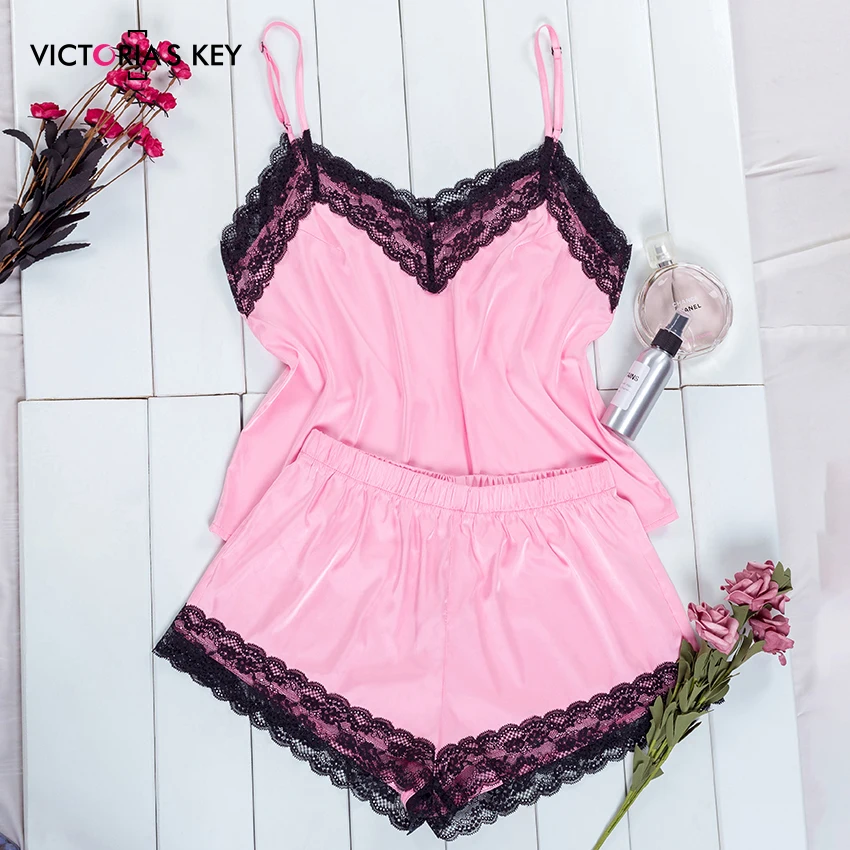 Викторианский ключ цветочные кружева Cami и атласные шорты женская одежда для сна