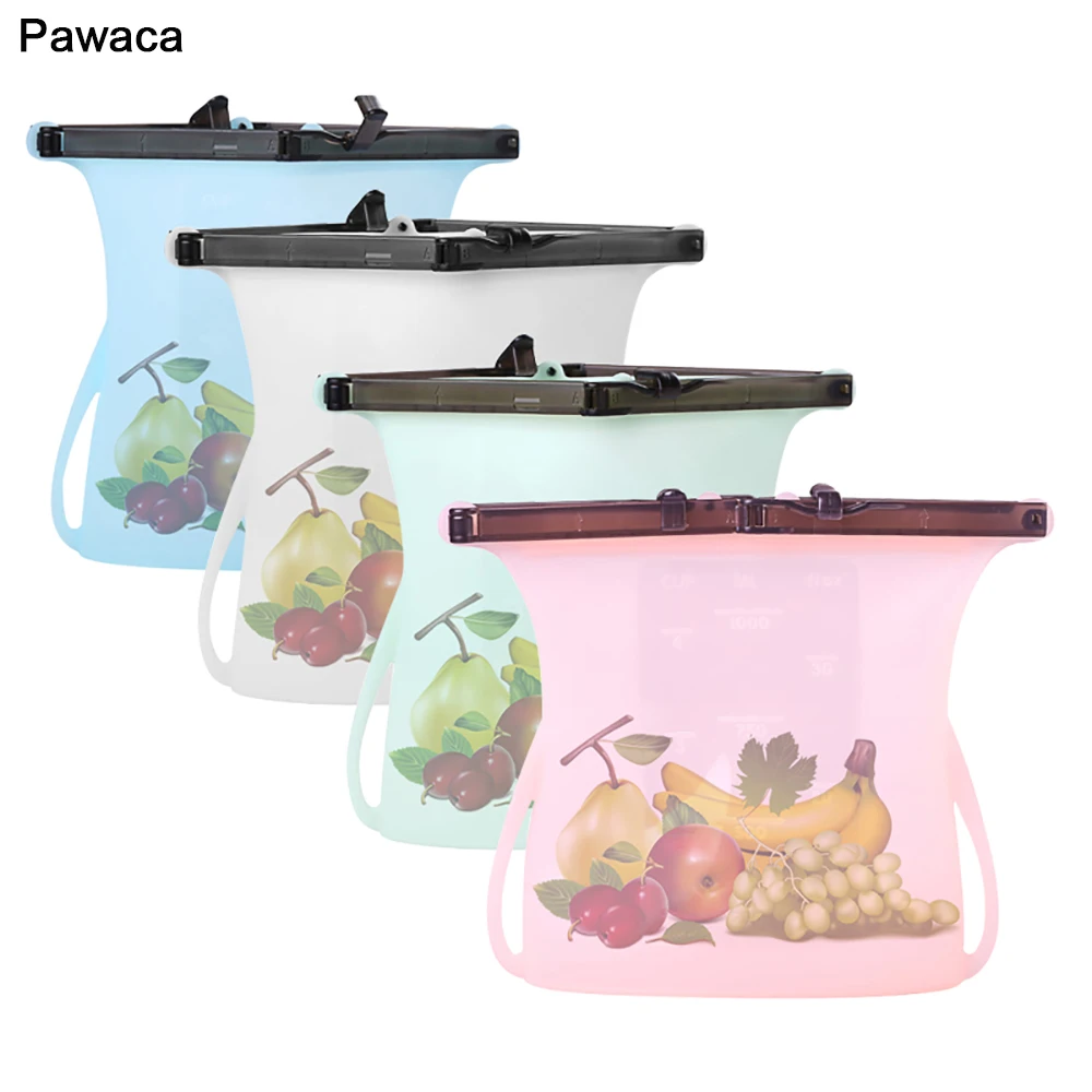 1/4 шт портативная многоразовая силиконовая пищевая сумка для хранения пикника и