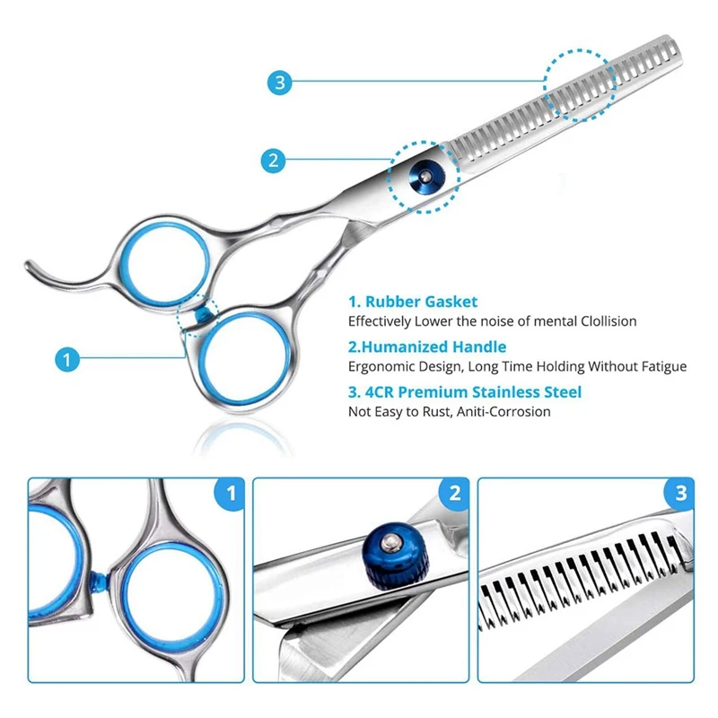 

Hair Cutting Shears Kit By Includes All You Need for DIY Haircuts (2 Scissors, Cape, Comb, Case and 2 Clips)