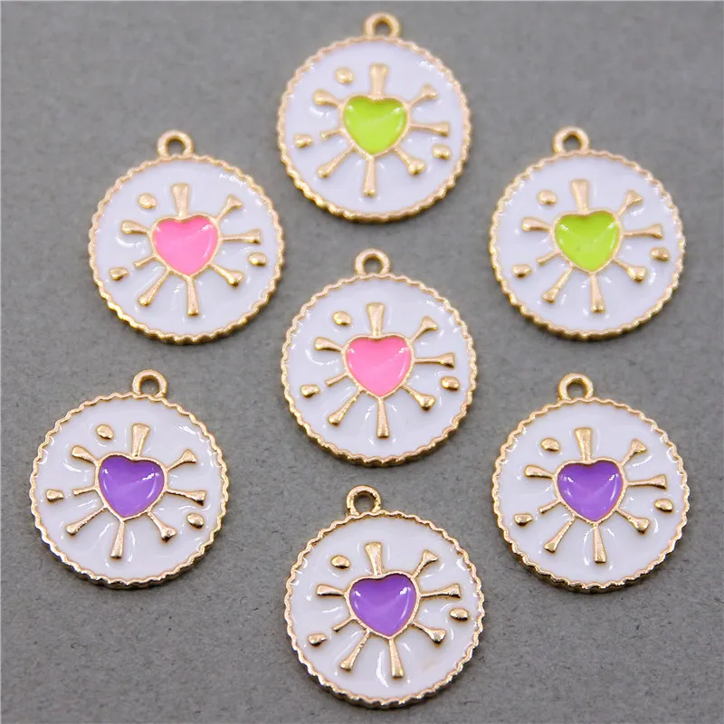 

6 шт., маленькие эмалевые подвески в виде сердца