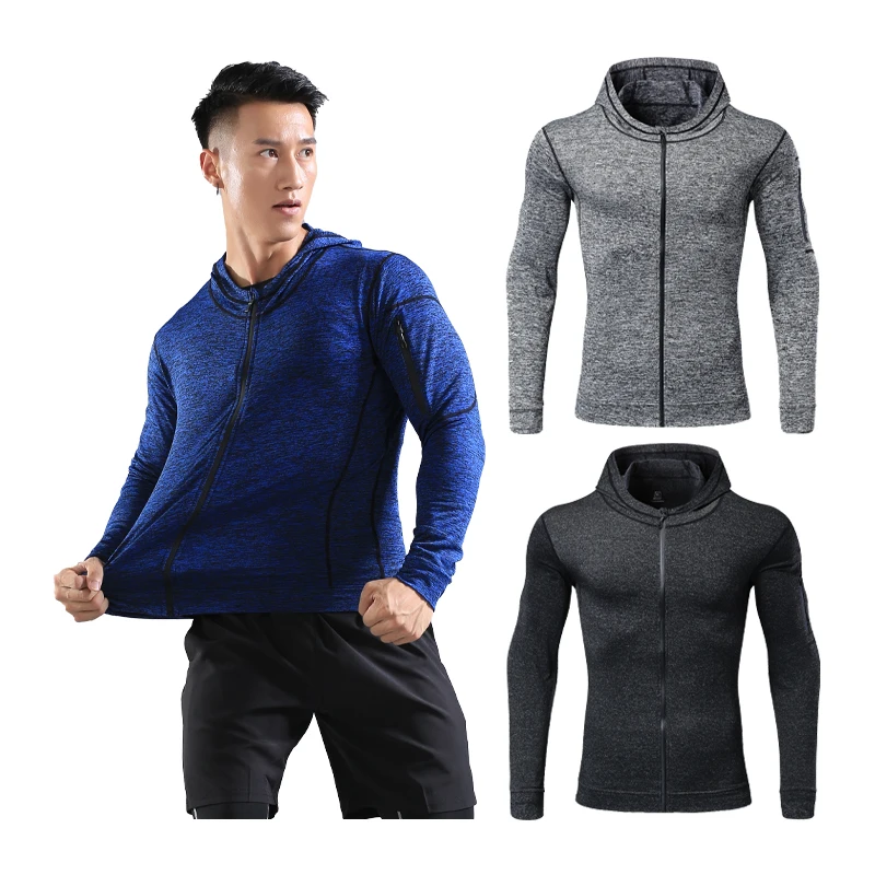 

Men Sport Jackets Quick Dry Fitness Training Coat Hoodies Zipper Gym Bodybuilding Sweatshirts Male Running Sportshirts