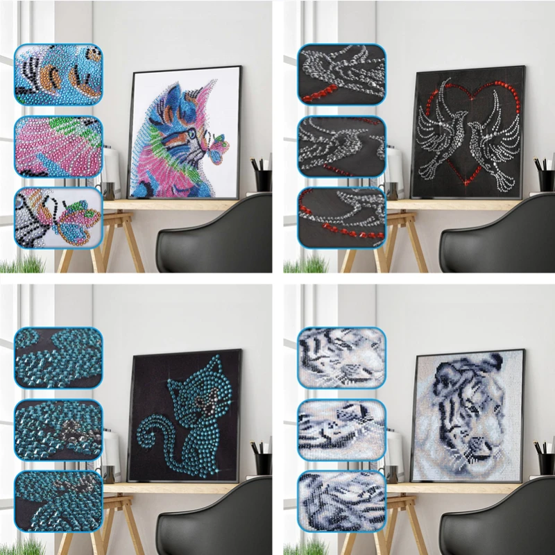 

Алмазная 5D картина «птицы/Кот/Тигр», живопись своими руками, художественная, частично круглая, стразы, 3D вышивка крестиком, домашний декор, п...