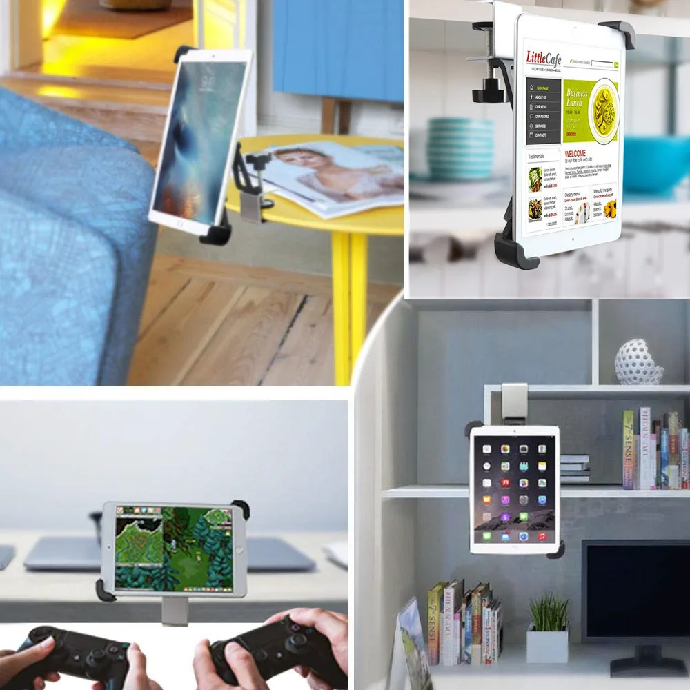 Держатель для кухонного планшета металлический зажим с вращением на 360 градусов