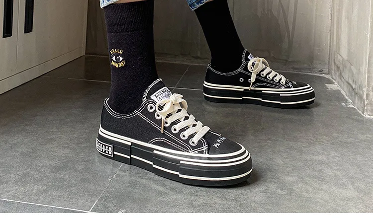 

Fashion Women Canvas Shoes Trend Platform Shoes New Comfortable Breathable High Quality Thick Bottom Vulcanized Shoes Women