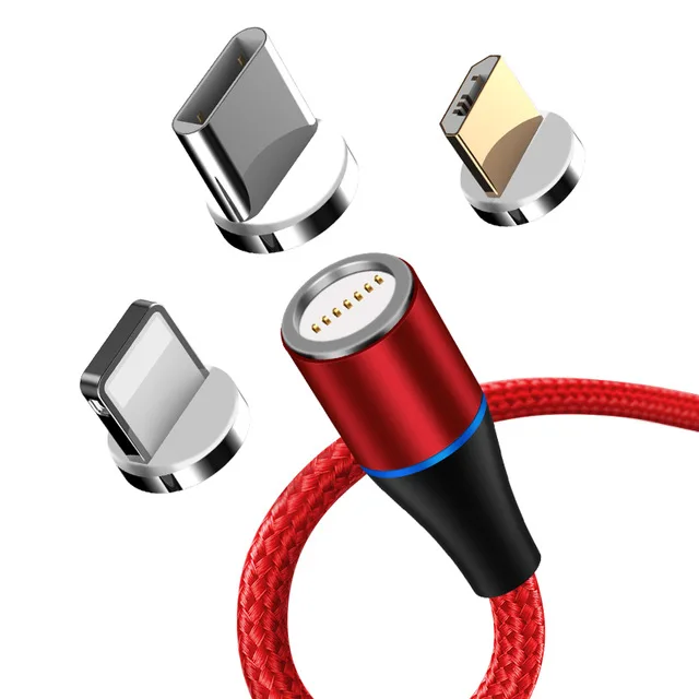 3A red 3 plugs Магнитный кабель INIU для быстрой зарядки, USB кабель для iPhone XS 8, samsung, type C, зарядное устройство, магнит, Micro USB, Andriod, кабели для мобильных телефонов - Цвет: 3A red 3 plugs