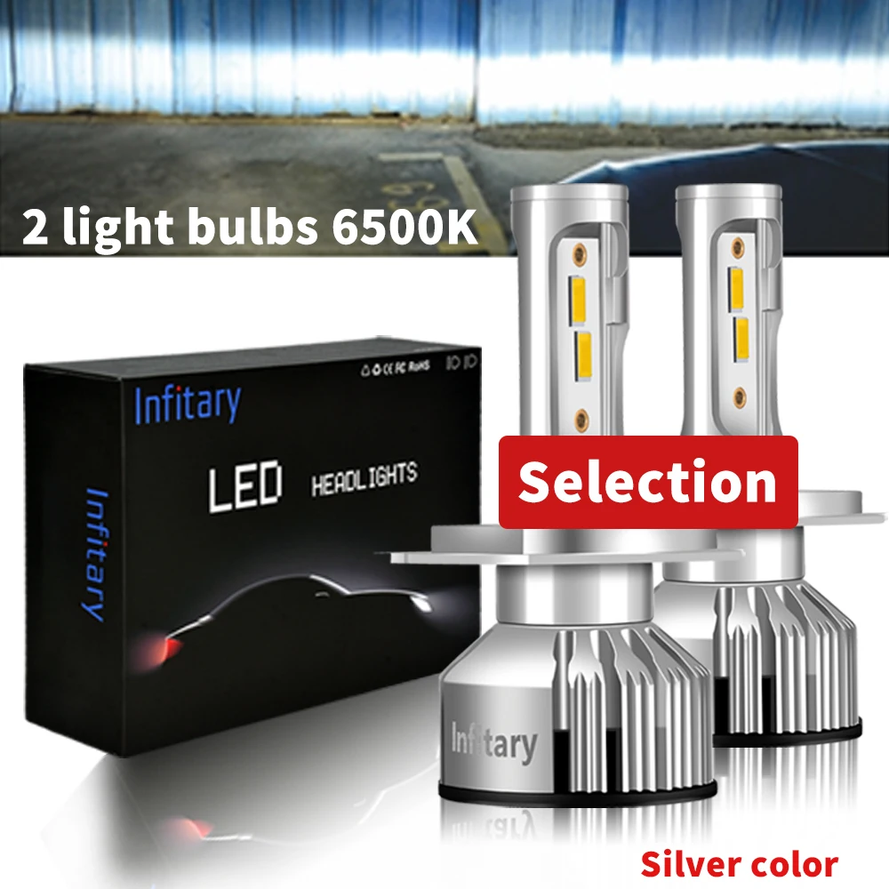 6500K Silver Зэс 1860 чипы автомобилей головной светильник светодиодный H7 H4 Светильник лампы H1 H11 H3 H13 9004 9005 9006 9007 10000LM 12V 3000K 4500K 6500K для автомобильных фар - Испускаемый цвет: 6500K Silver