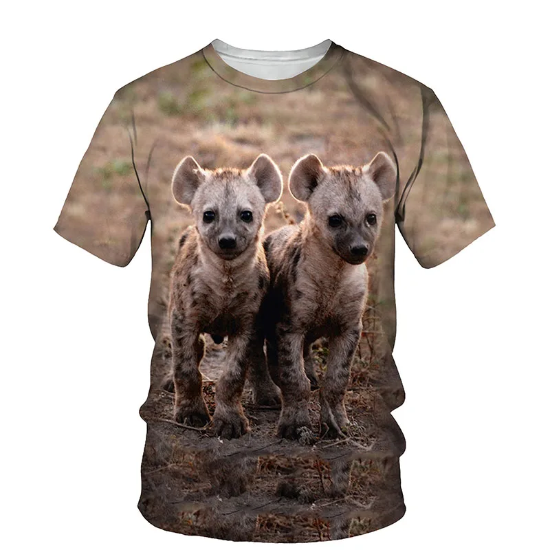 Футболка мужская с круглым вырезом коротким рукавом и 3D-принтом гиены | Мужская