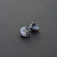 raw sodalite chunk earrings crystal earrings rock stud earrings