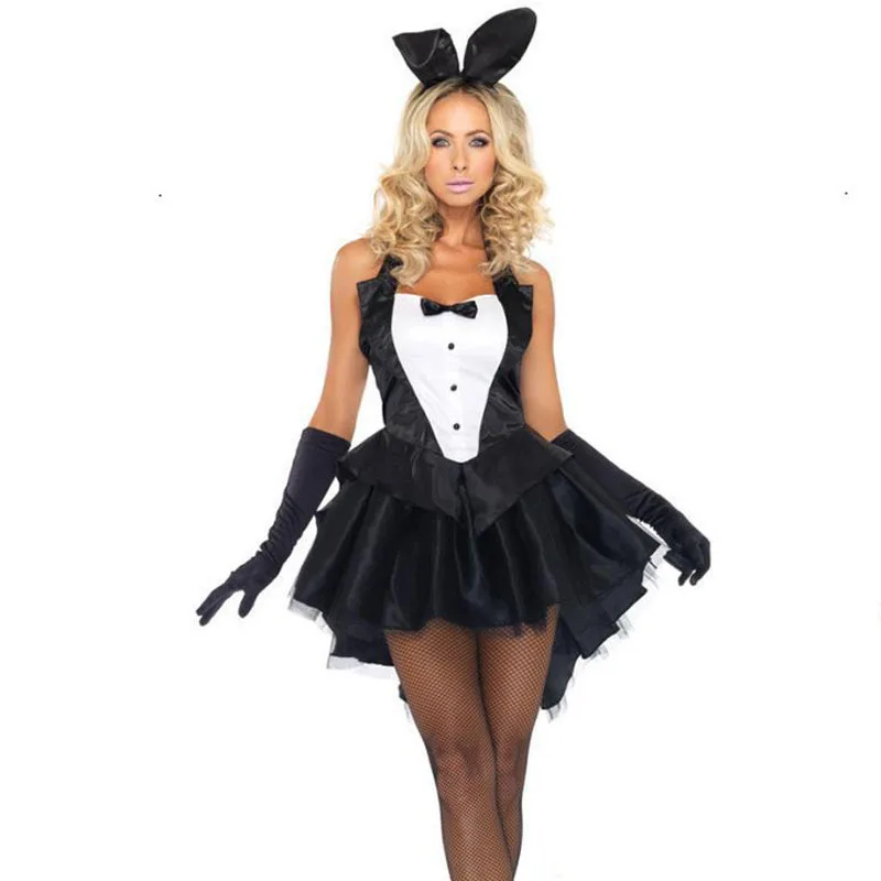 2019 сексуальная женская одежда с кроликом шикарное платье черным для девочек