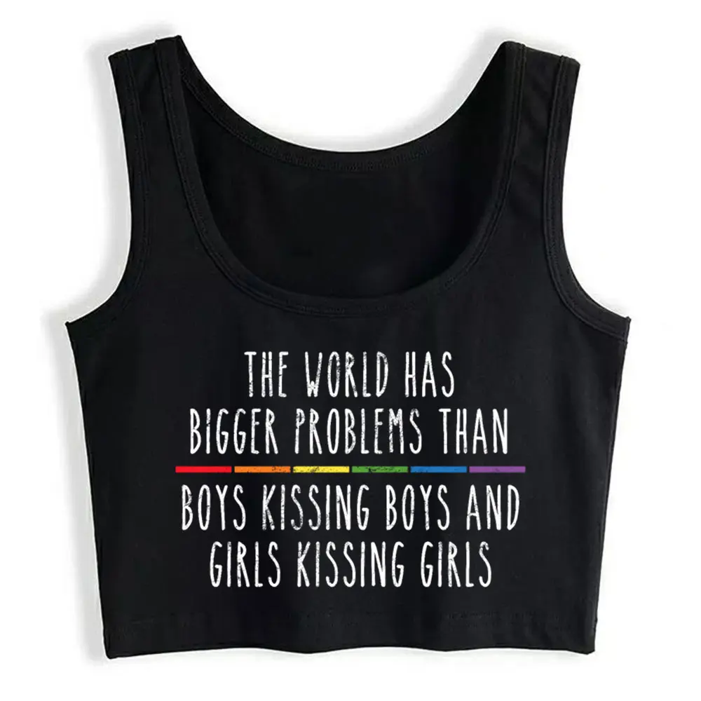 

Crop Top Lgbt Support Straight Gay Pride Ally Rainbow Gift Hip Hop Black Print Y2k Tops Womens Tops blusas mujer de moda verano