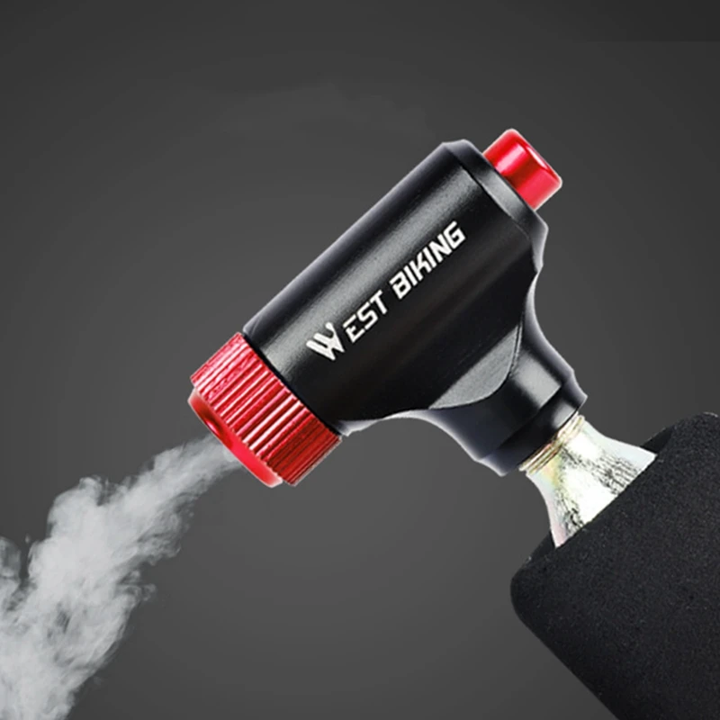 

WEST BIKING Portable CO2 Inflator with Insulated Sleeve, Presta and Schrader Valve Compatible, Bicycle Tire Pump for Bicycle