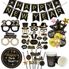 Новогодний декоративный баннер 2022, гирлянда, воздушные шары, столовая посуда, фоторамка, реквизит, Новогодняя вечеринка, Рождество, украшение для дома