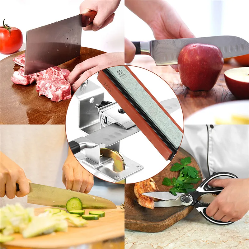 

Professional kitchen knife sharpener system with 4pcs Whetstones+ Aluminum alloy+ G clip Knife Sharpener Tool Set