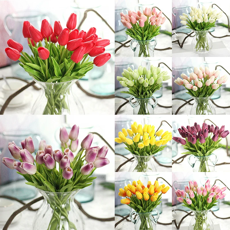 

1 piece Tulip 32cm Flower Artificial Tulip Bouquet PU foam Fake Flower for wedding Ceremony Decor Home Garden Bouquet Decor