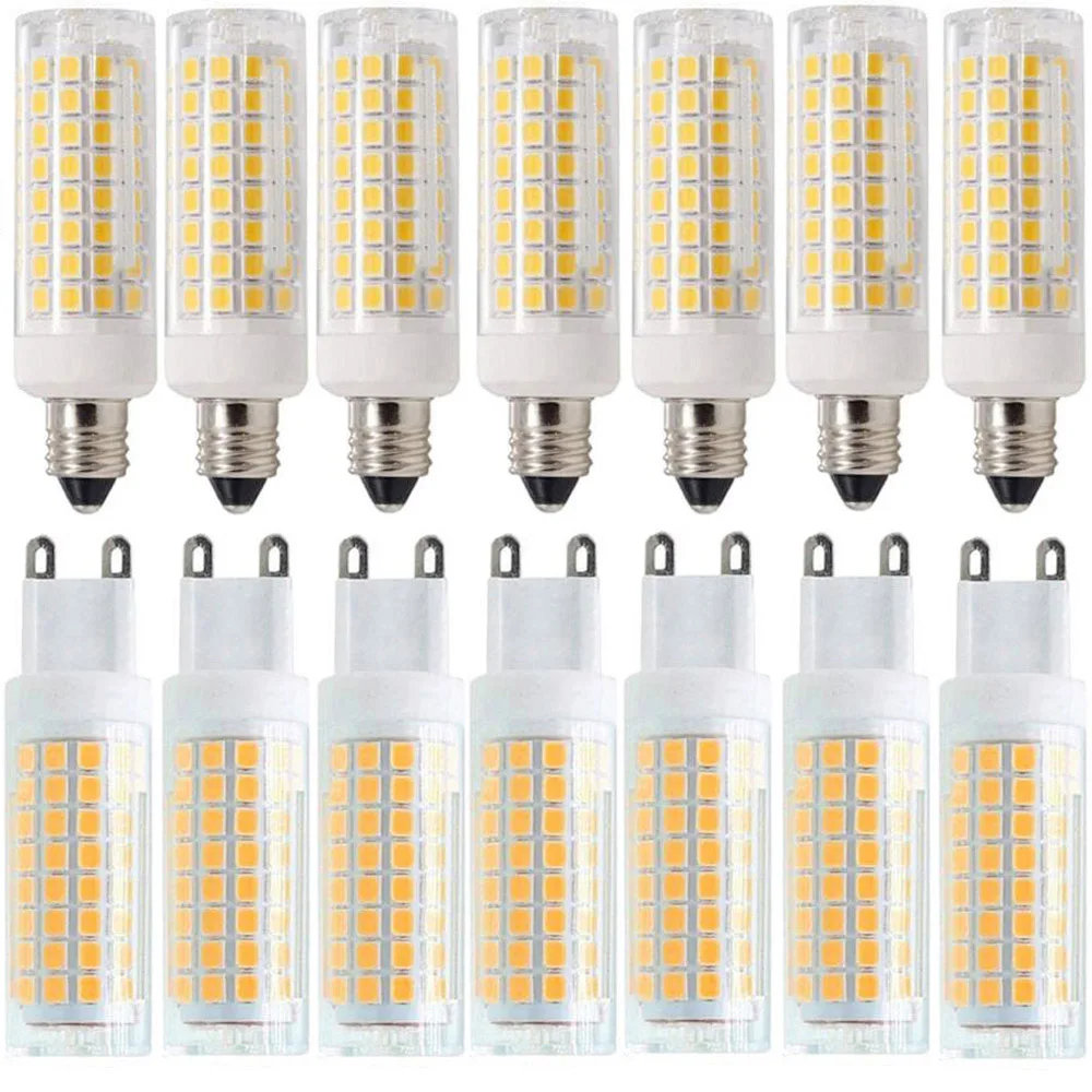 

Wholesale 10Pcs Dimmable LED Bulbs Mini G4 G9 E11 E12 E14 E17 110V 220V 9W Corn Light Lamps 102 LEDs Replace 85W Halogen Lamp