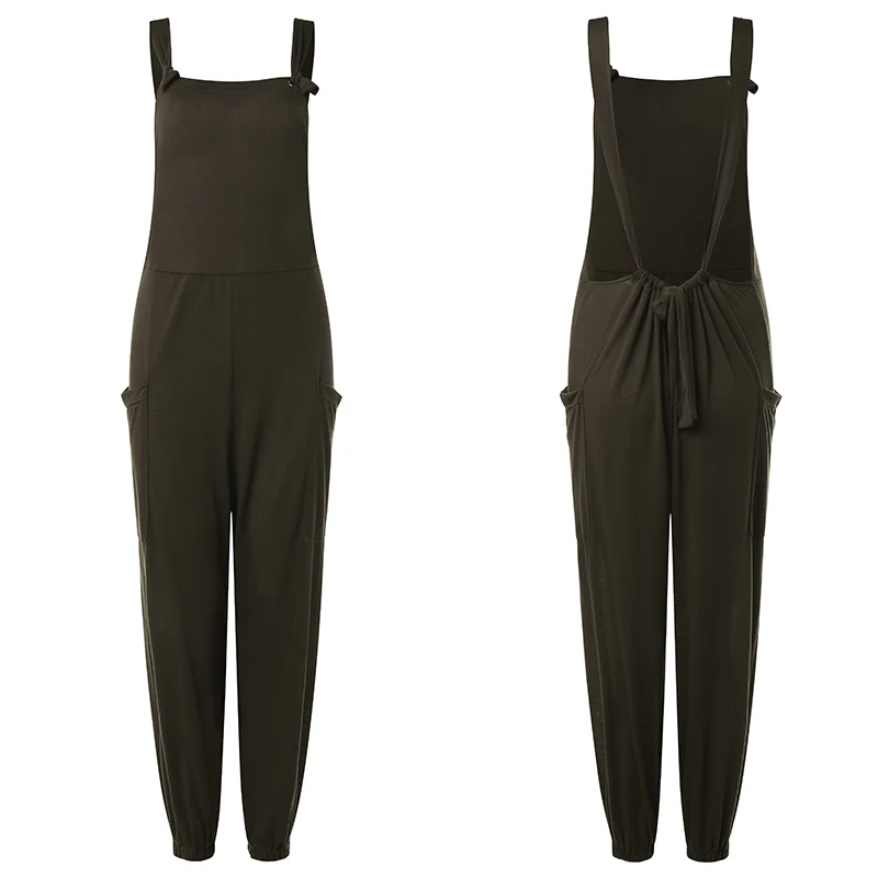 

Celmia Women Strap Sleeveless Jumpsuits Sexy Backless Harem Pants Rompers Casual Loose Playsuits Bandage Bib Dungarees Plus Size