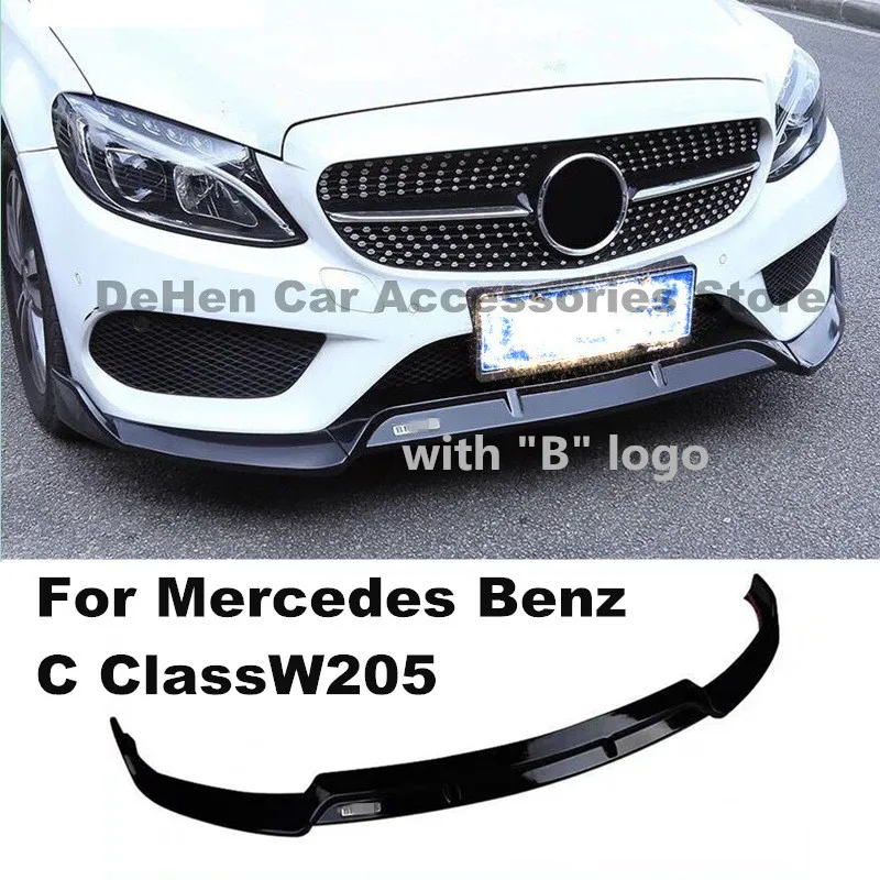 Комплект переднего бампера для Benz C Class W205 C205 C180 C200 Sport 2015 2021 черное углеродное