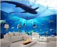 custom photo 3d wallpaper gorgeous underwater world shark full house backdrop home decor living room wallpaper for wall 3 d
