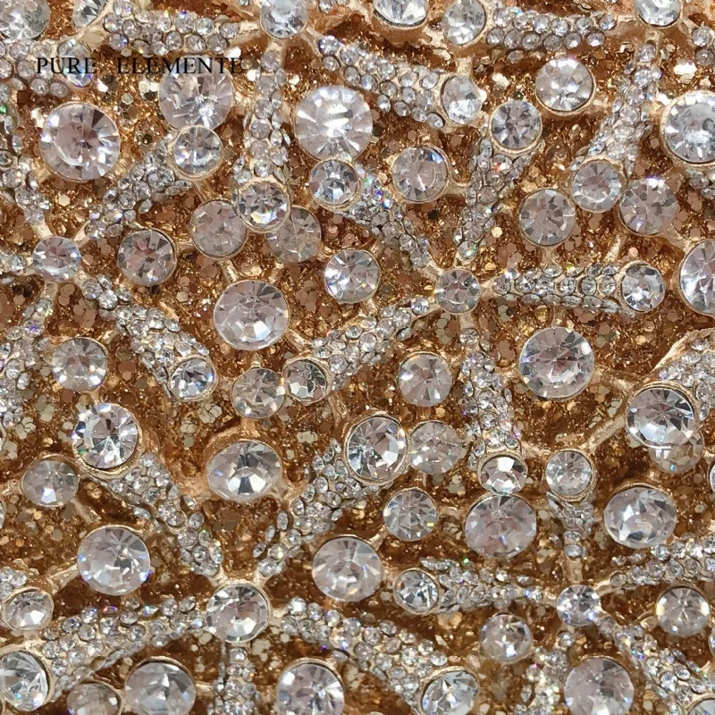 

Starfish diamond dinner bag empty metal hard box crystal bag banquet clutch bag