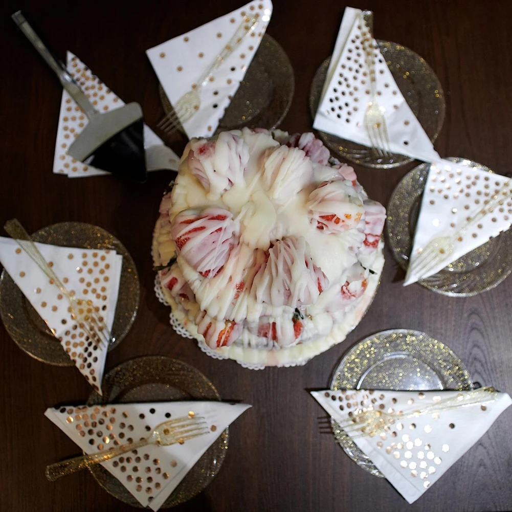 Одноразовая скатерть из розового золота бумажная салфетка в горошек покрытие