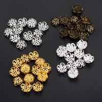 200pcs 411mm metal hollow flower spacer beads end caps pendant diy charms connectors for jewelry making findings