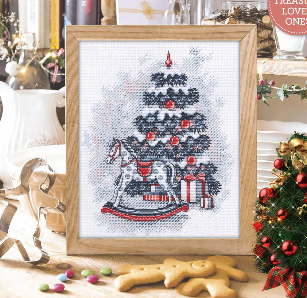 

Вышивка крестиком Рождественская лошадь Экологичная хлопковая нить вышивка украшение для дома подвесная картина подарок