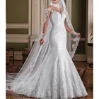 Женское длинное свадебное платье-русалка, блестящее Тюлевое платье невесты с аппликацией, 2021