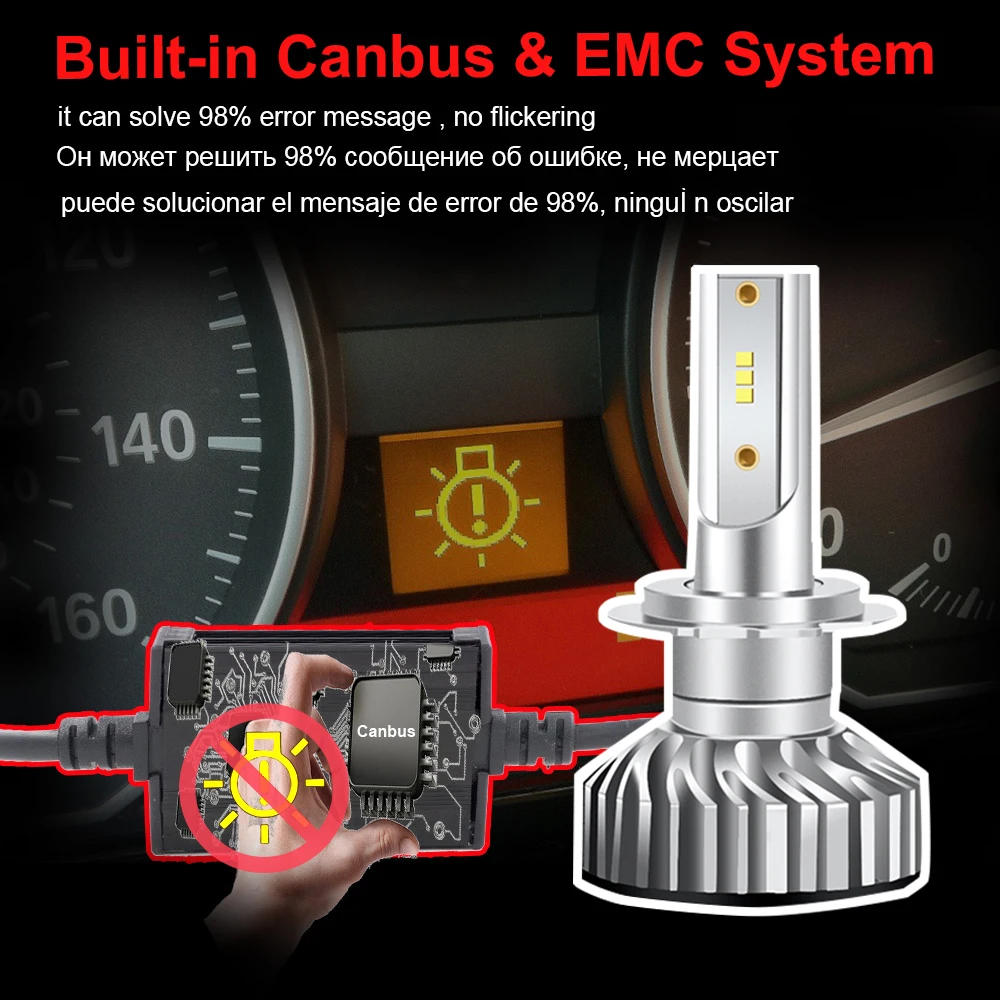 Автомобисветильник фары Ovehel Mini Canbus H4 LED H7 ZES H3 H1 9005 9006 HB4 H11 светодиодный