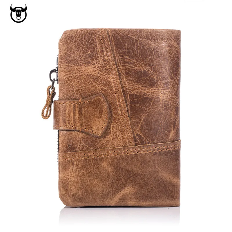 Мужские кошельки из натуральной кожи Crazy Horse винтажный кошелек в три сложения на