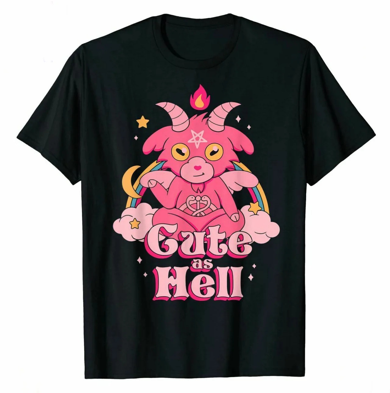 

Baphomet Satan Goth Lucifer Funny Satanic Goat Cute As Hell Mens T-Shirt. Summer Cotton Short Sleeve O-Neck Unisex T Shirt New